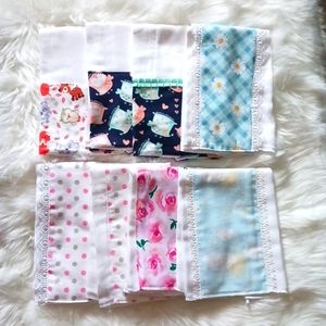 Mixed Bundle of 8 Burp Cloths NEW